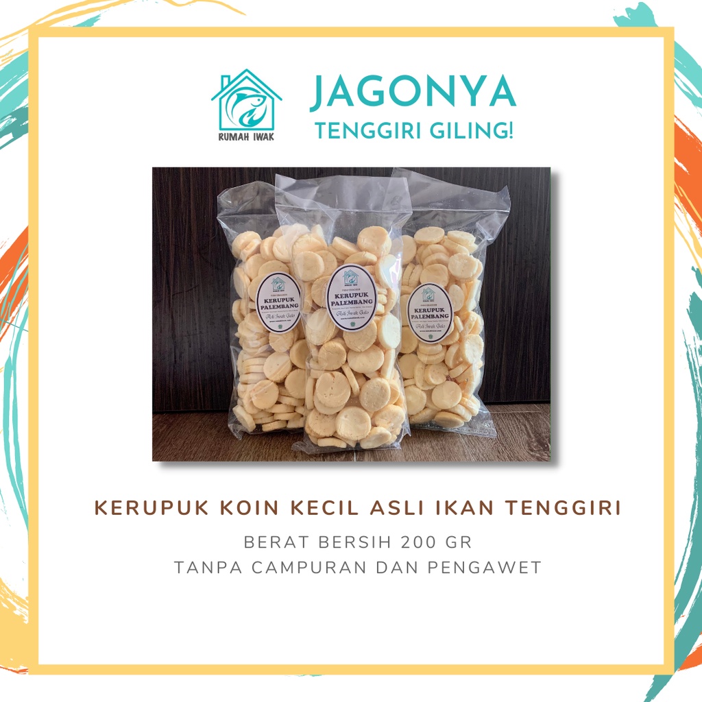 

Kerupuk Koin Kecil Ikan Tenggiri ASLI PALEMBANG Kemasan 200 Gram