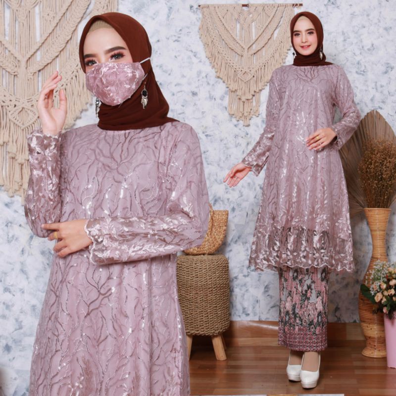 SETELAN TUNIK TULLE PREMIUM/REAL PICT/KEBAYA TULLE MODERN/KEBAYA TUNIK