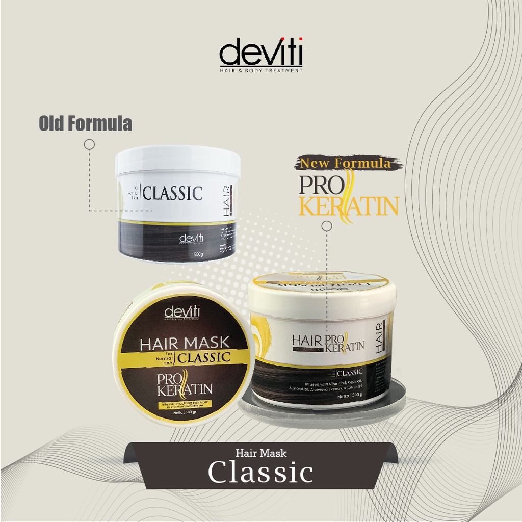 Deviti Hair Mask Classic Pro Keratin Perawatan Rambut Normal dan Menebalkan Rambut 500Gr