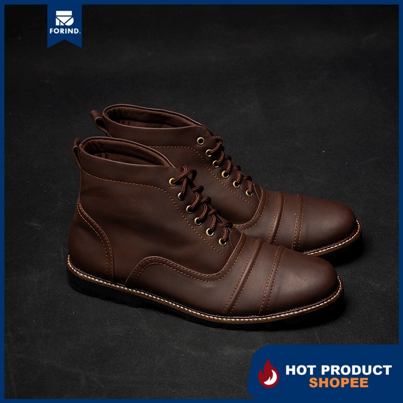 Force Brown | Boots Coklat Sepatu Casual Ori Boot Docmart Pria Cowok Kerja Lapangan | FORIND Tragen