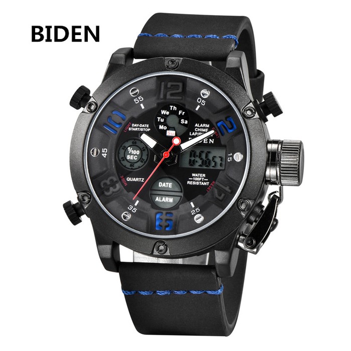jam tangan Biden pria leather sport fashion waterproof bisnis - Biru | WATCHYH