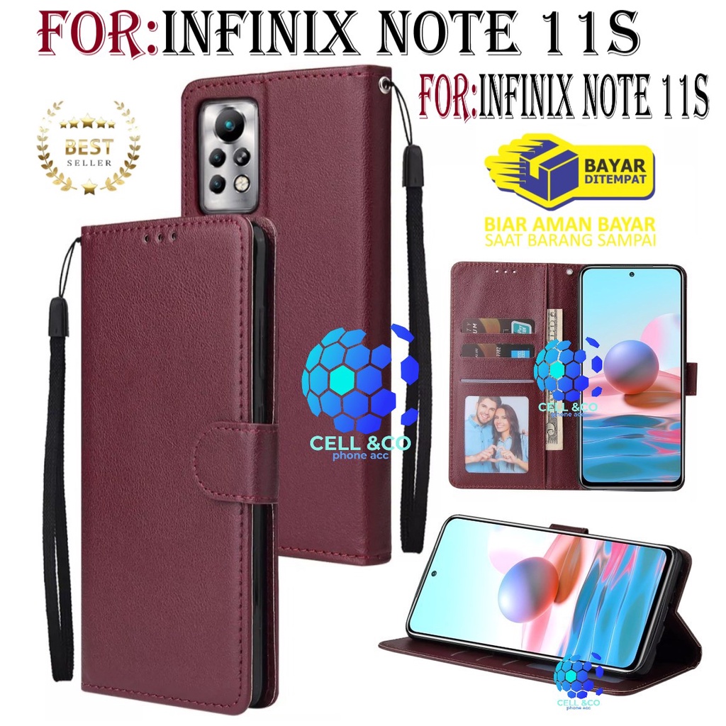 INFINIX NOTE 11S CASE FLIP LEATHER WALLET PREMIUM FLIP CASE BUKA TUTUP KESING HP CASING FLIP CASE WALLET INFINIX NOTE 11S