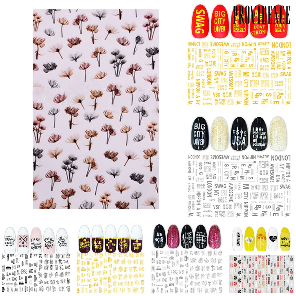 Providence Stiker Kuku 3d Motif Kupu-Kupu / Bunga Untuk Nail Art / Manicure Diy