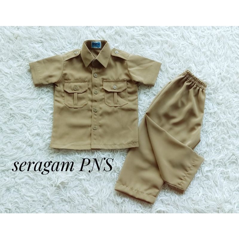 SERAGAM PNS ANAK DAN DEWASA /BAJU PNS ANAK/ STELAN PNS ANAK /SERAGAM PNS NEWBORN