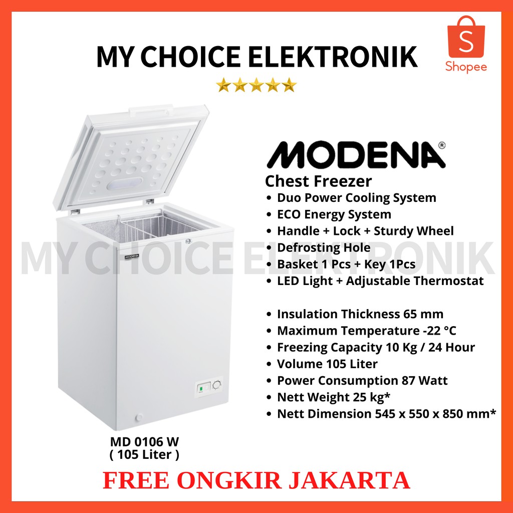 Modena Chest Freezer Conserva - MD 0106 W ( 105L )