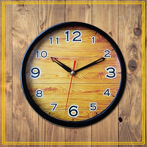 Jam Dinding Tempel Wall Clock Murah Motif KAYU WOOD (MW2010)