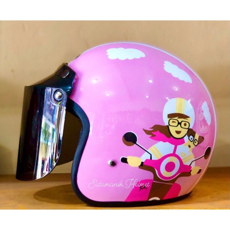 HELM BOGO MOTIF VESVA GIRL/ HELM BOGO MOTIF CEWEK/ HELM BOGO MOTIF DEWASA