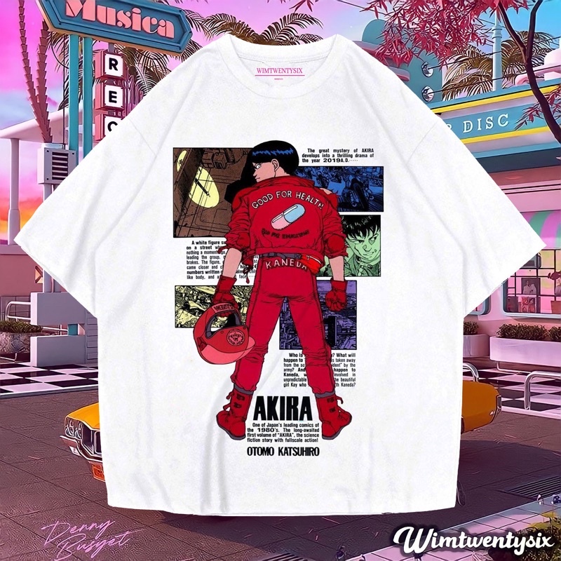 KAOS ANIME AKIRA KANEDA VINTAGE TEE (OVERSIZE WHITE T-SHIRT)