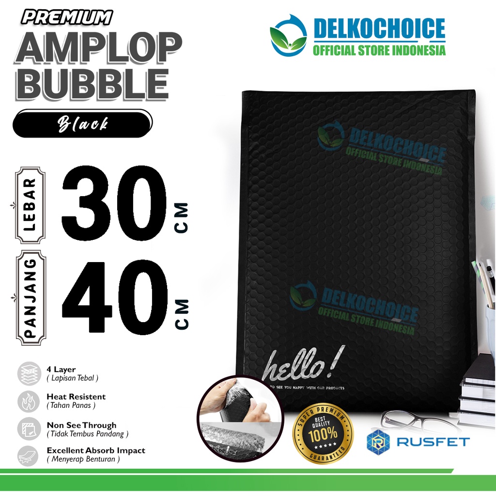 

Amplop Bubble Mailer BLACK 30x40cm Bubblewrap HITAM Packing Online Envelope Rusfet PREMIUM / SATUAN
