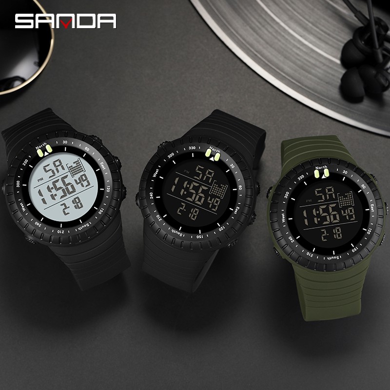 SANDA 6071 Jam Tangan Pria Digital Tali Rubber Chronograph Anti Air WATCHKITE WKOS