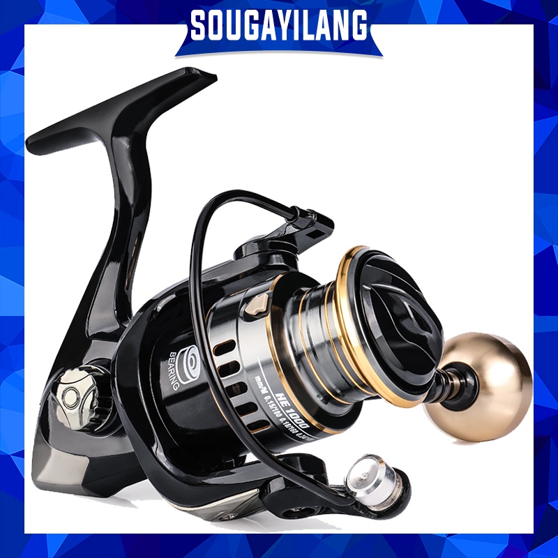 Reel Pancing Pemintalan Lipat Super Kuat Kiri Kanan Pegangan EVA Logam yang Dapat Diganti-ganti Rasio 5.2: 1 12 Bantalan Bola Seri 1000 2000 3000 Seri Logam Spool Spinning Wheel untuk Memancing Ikan Mas di Danau Air Tawar Air Asin