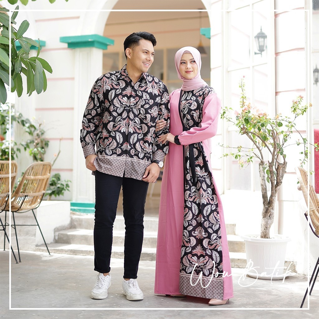 (real Pic) Wou Batik Couple Ashanti Gamis Sarimbit Syari Muslimah Remaja Moscrepe Katun Prima