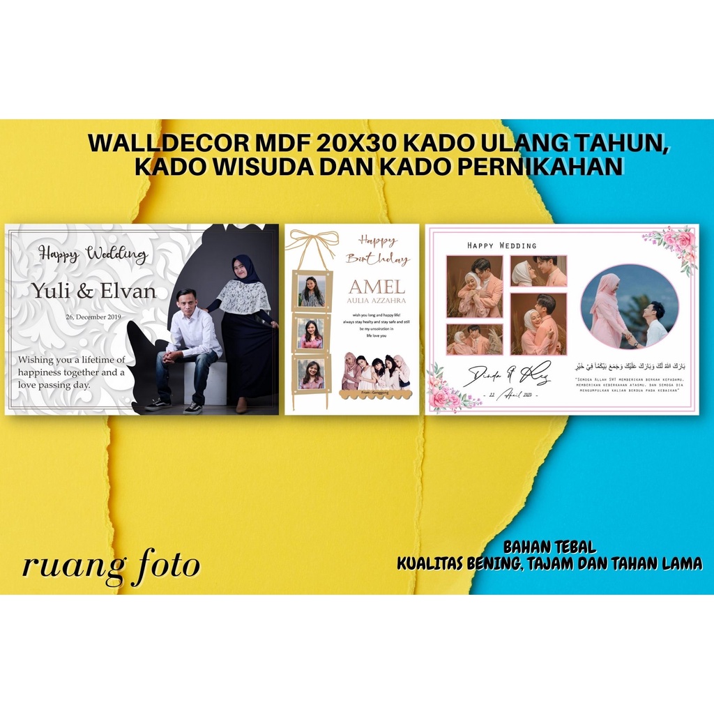 Hiasan dinding Kado Wisuda Happy Graduation Wedding Birthday  Frame mdf