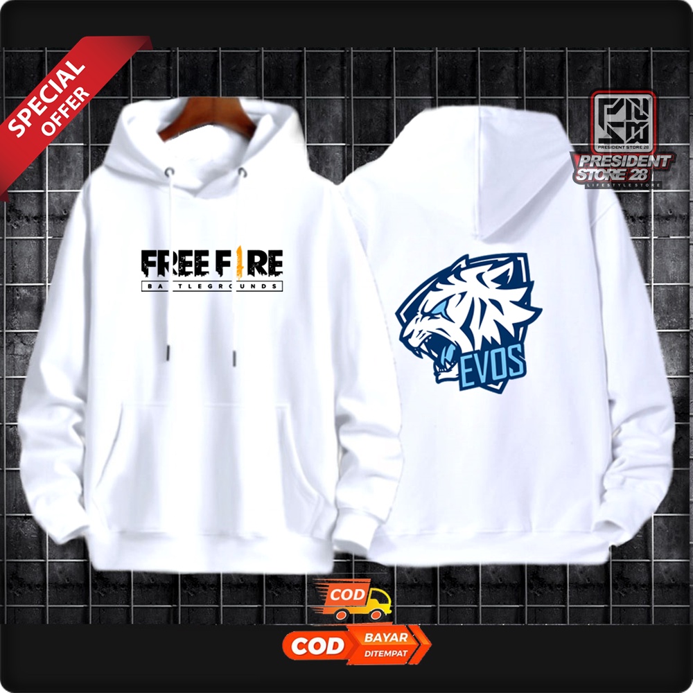 (TEBAL) Hoodie FF EVOS Pria Dewasa Bahan Fleece size L dan XL Sweater hoodie freefire evos Jaket Evos Sweater evos / Hoodie Premium Distro Evos Mobile Legends Free fire FF / Hoodie Pria / Hodie Pria / Jaket Pria / Sweater Hoodie Evos Esport Bahan Fleece