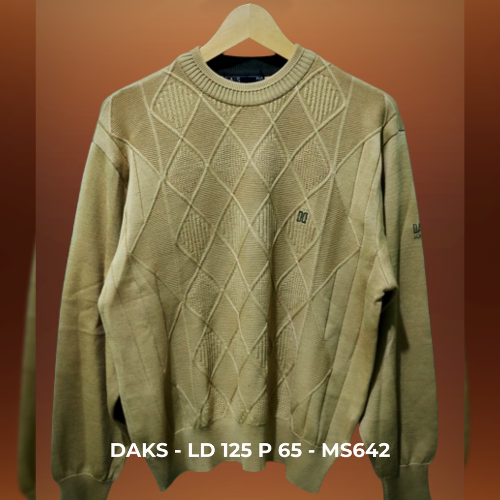 MS642 | Brand DAKS | SWEATER Motif Ketupat Embos | Preloved-Thrift | Rajut