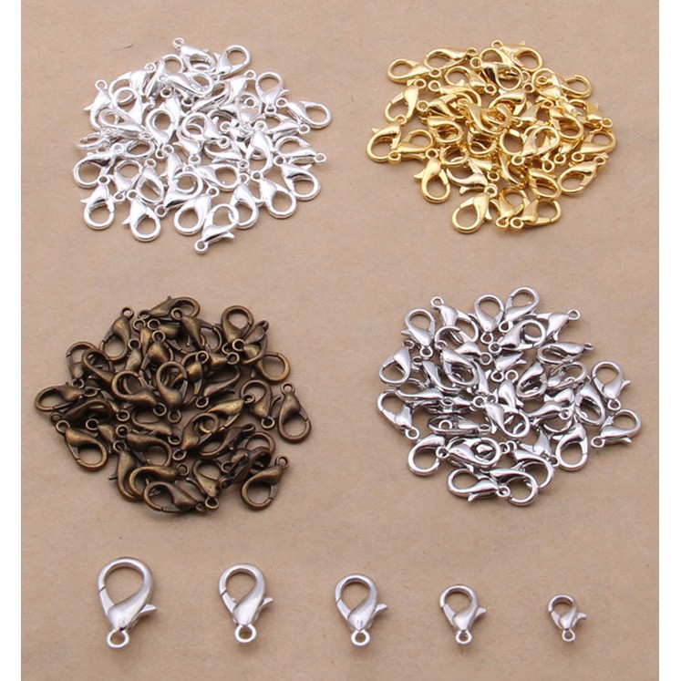 50Pcs / lot Kait Lobster Bahan Alloy Untuk Aksesoris Perhiasan Gelang Kalung Rantai