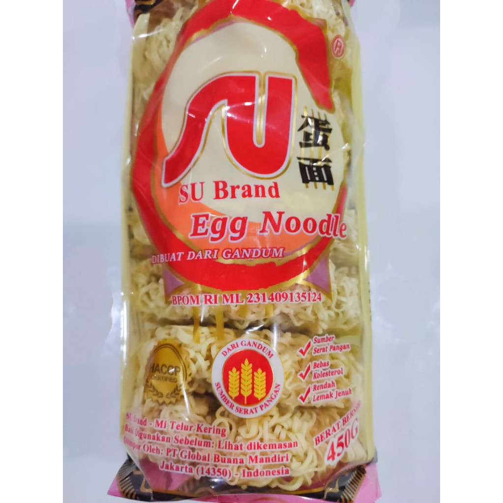 

MIE TELUR KERING BULAT EGGS EGG NOODLES 450GR ISI 8 SU BRAND MERK 450 gr enak