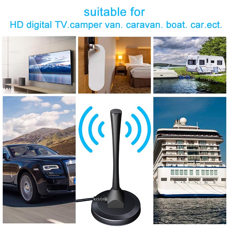Penguat Sinyal Antena TV Omnidirectional Amplifier Signal Booster HD DVB-T2 for Digital TV Antenna - BVF680 - Black