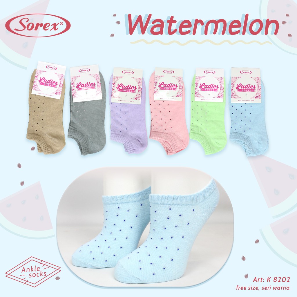 Sorex Kaos Kaki Wanita Watermelon Ankle Socks Semata Kaki Freesize K 8202