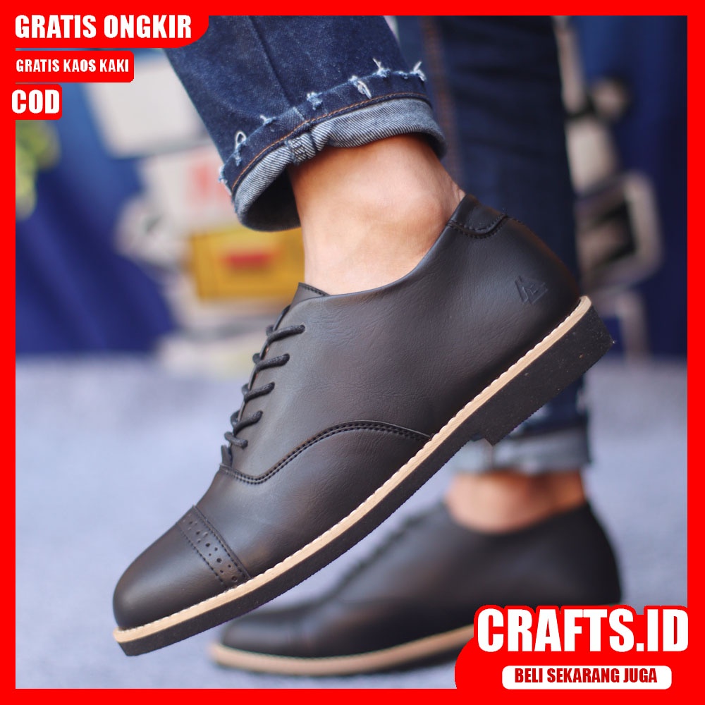 CRAFTS X ROHAN Sepatu Formal Pria Kulit Syntetic Sepatu Casual Pria Pantofel Kerja Cowok