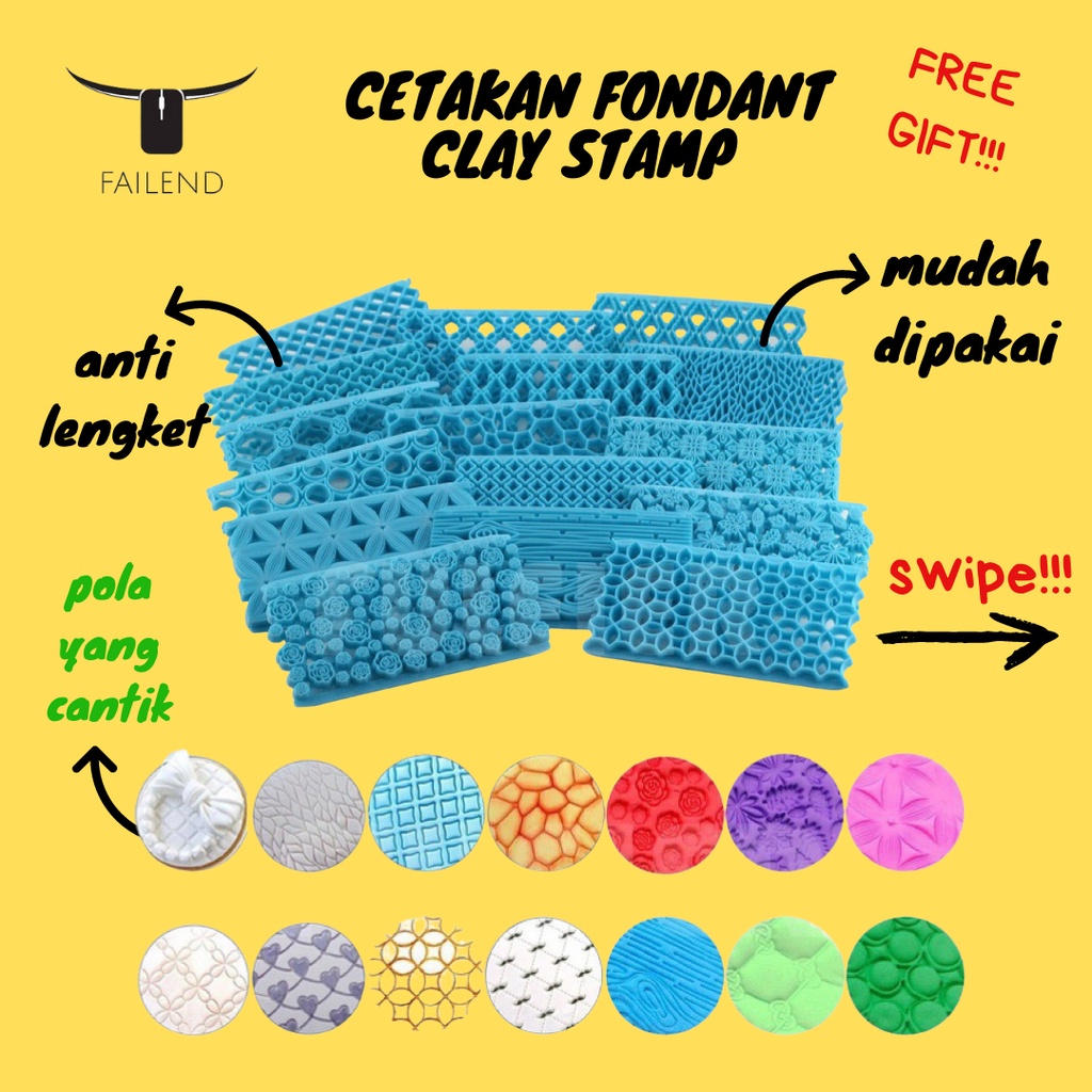 Cetakan Fondant Clay Stamp Cutter Embosser Stempel Cup Plastik Cupcake Aneka Bentuk