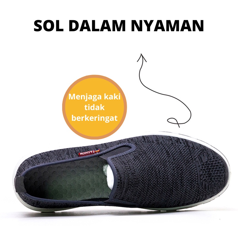 Highland Sepatu Sneakers Pria Fashion Sepatu Kerja Kuliah Sepatu Slip On MR135