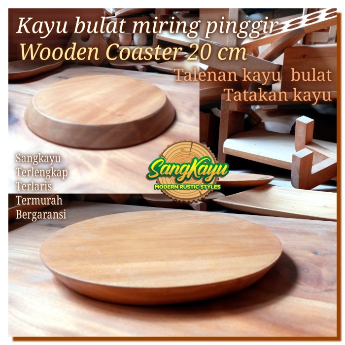 Talenan tatakan kayu bulat D-20 cm Wooden cutting board nampan tray