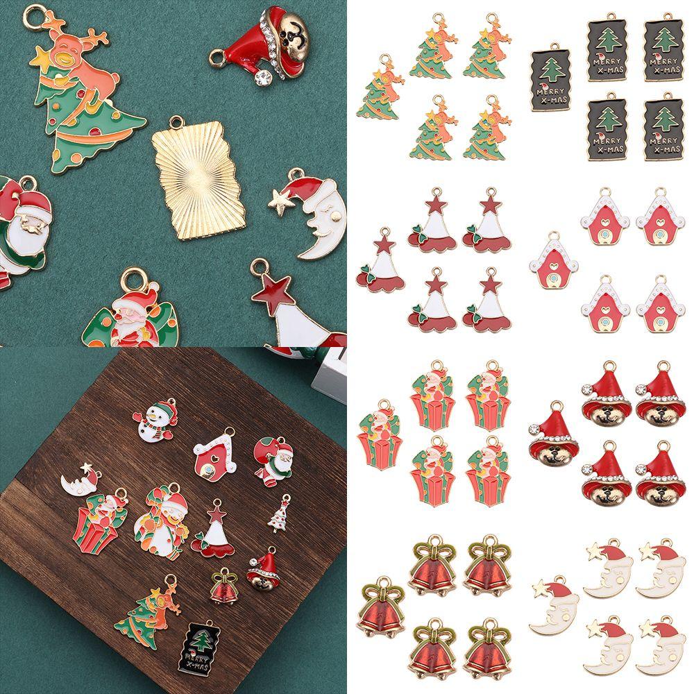 Nanas 10pcs Enamel Charms DIY Elk Kalung Gelang Santa Claus Liontin