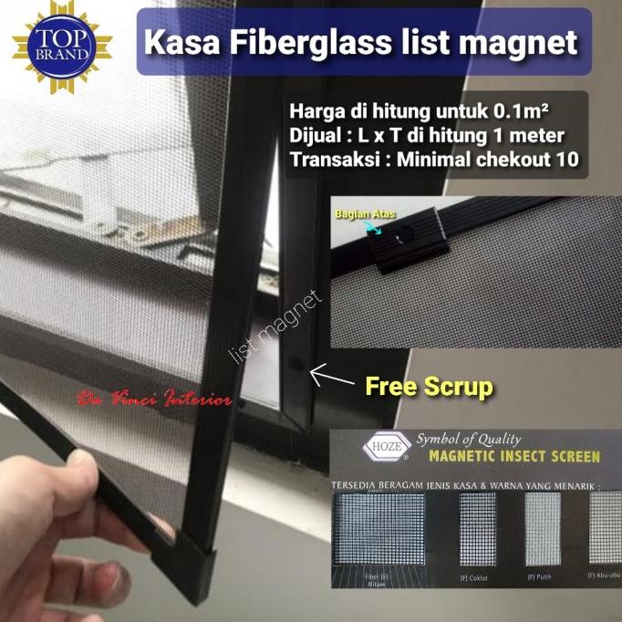 Kasa Nyamuk Fiberglass list Magnet / Kawat Nyamuk Jendela atau Pintu
