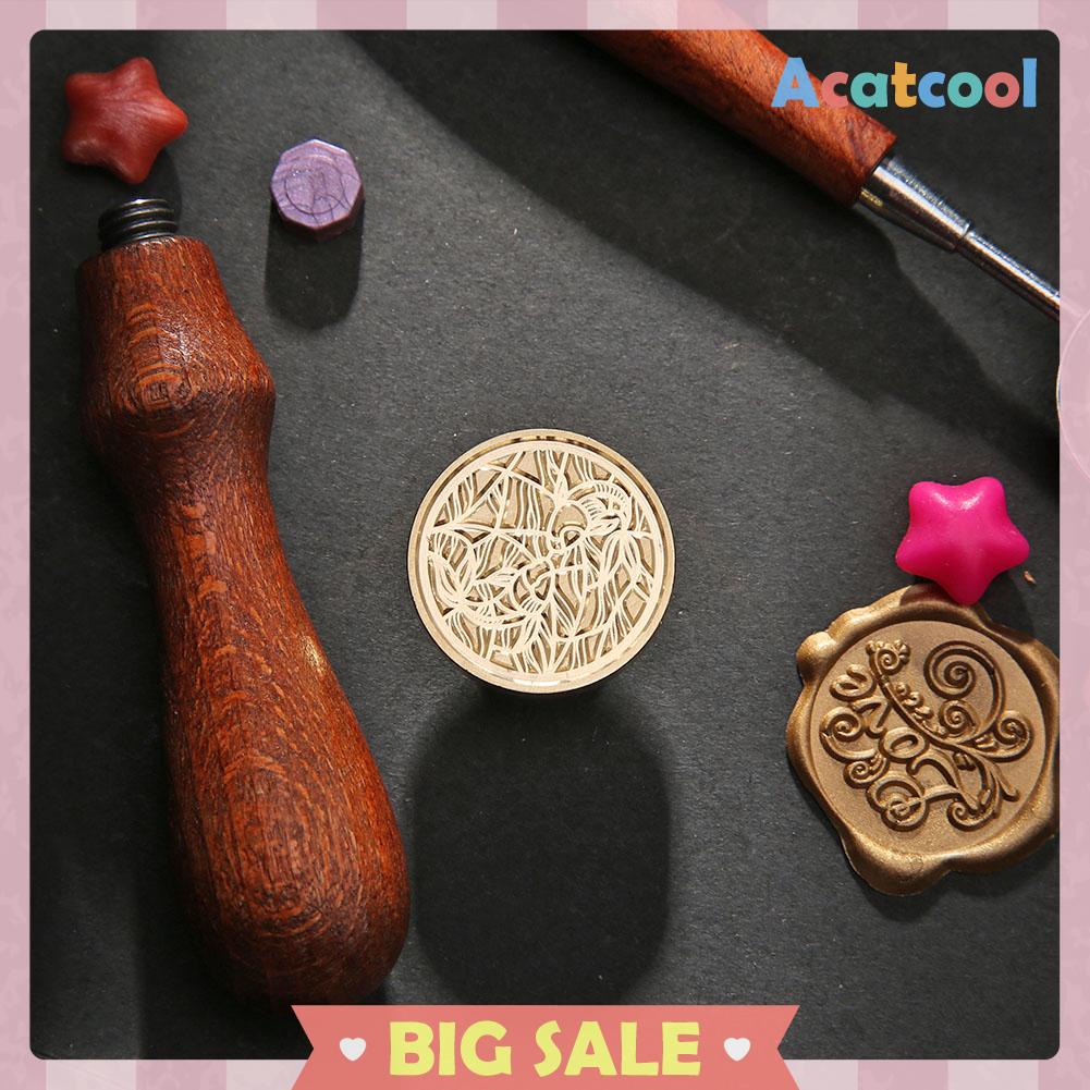 Stempel Segel Lilin DIY Gagang Kayu Gaya Retro Untuk Dekorasi Amplop Pernikahan