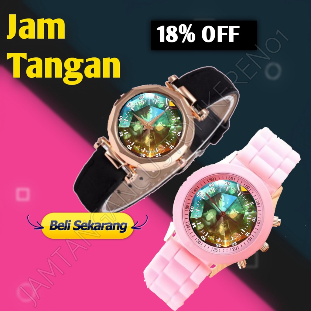 Jam Tangan Wanita DOTA DRAGON BLOOD Custom Keren Terbaru Cewek Warna Hitam Pink Kulit Karet Unik  Vi