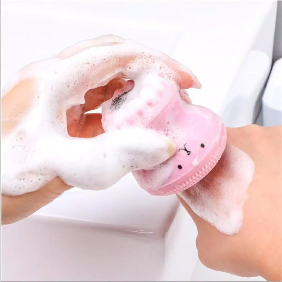 Sikat Pembersih Muka Wajah silikon Silicon Brush Face Sponge Mandi Bath Facial Wash Spon Kamar Mandi