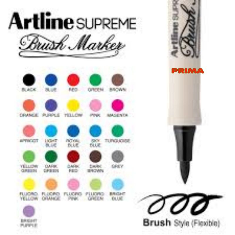 

BRUSH PEN ARTLINE SUPREME BRUSH MARKER untuk menulis kaligrafi dan lettering / SPIDOL KALIGRAFI / SPIDOL KUAS / BRUSHPEN