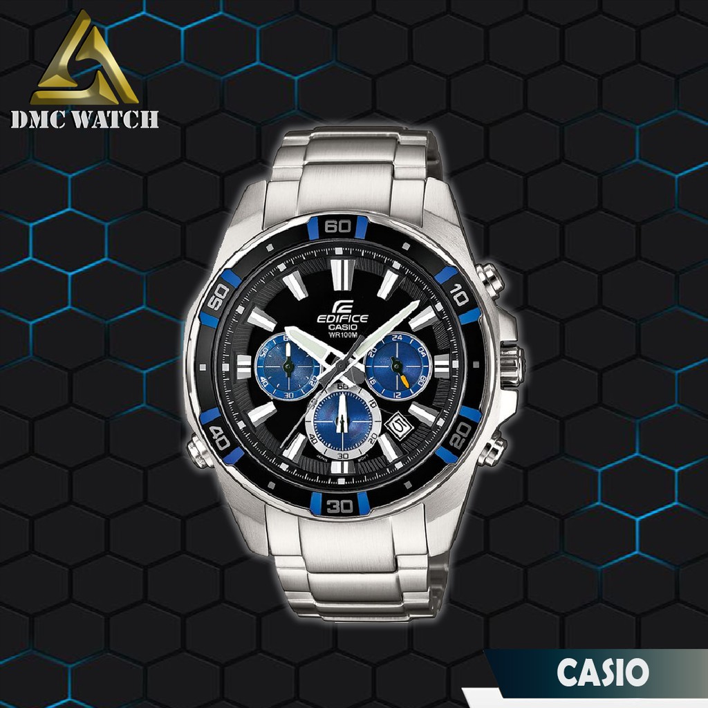 Jam Tangan Pria Casio Edifice EFR-534 Silver Blue Original BM