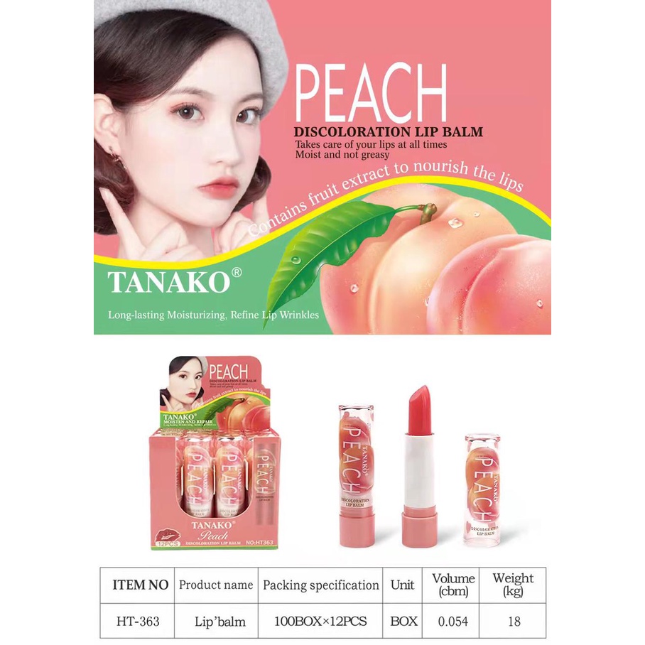 1 BOX -Tanako Lip Balm PEACH H-363