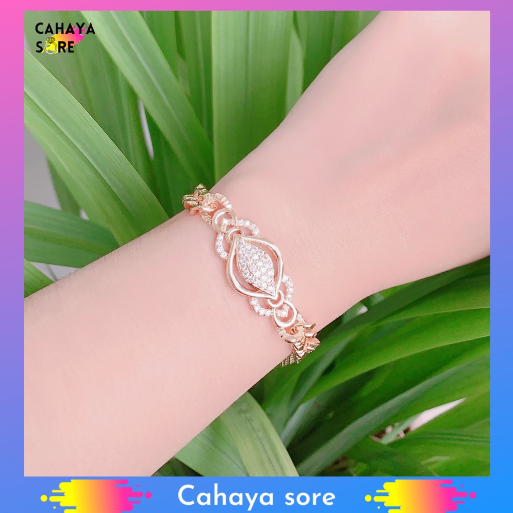 Gelang Xuping Gold Gelang Tangan Dewasa Rantai Permata CH Silang G28