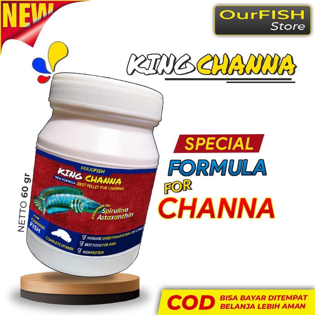 Pelet Pakan Channa KINGCHANNA Ikan Channa Maru Auranti Blue Pulchra Andrao Asiatica Barca Red Sampit