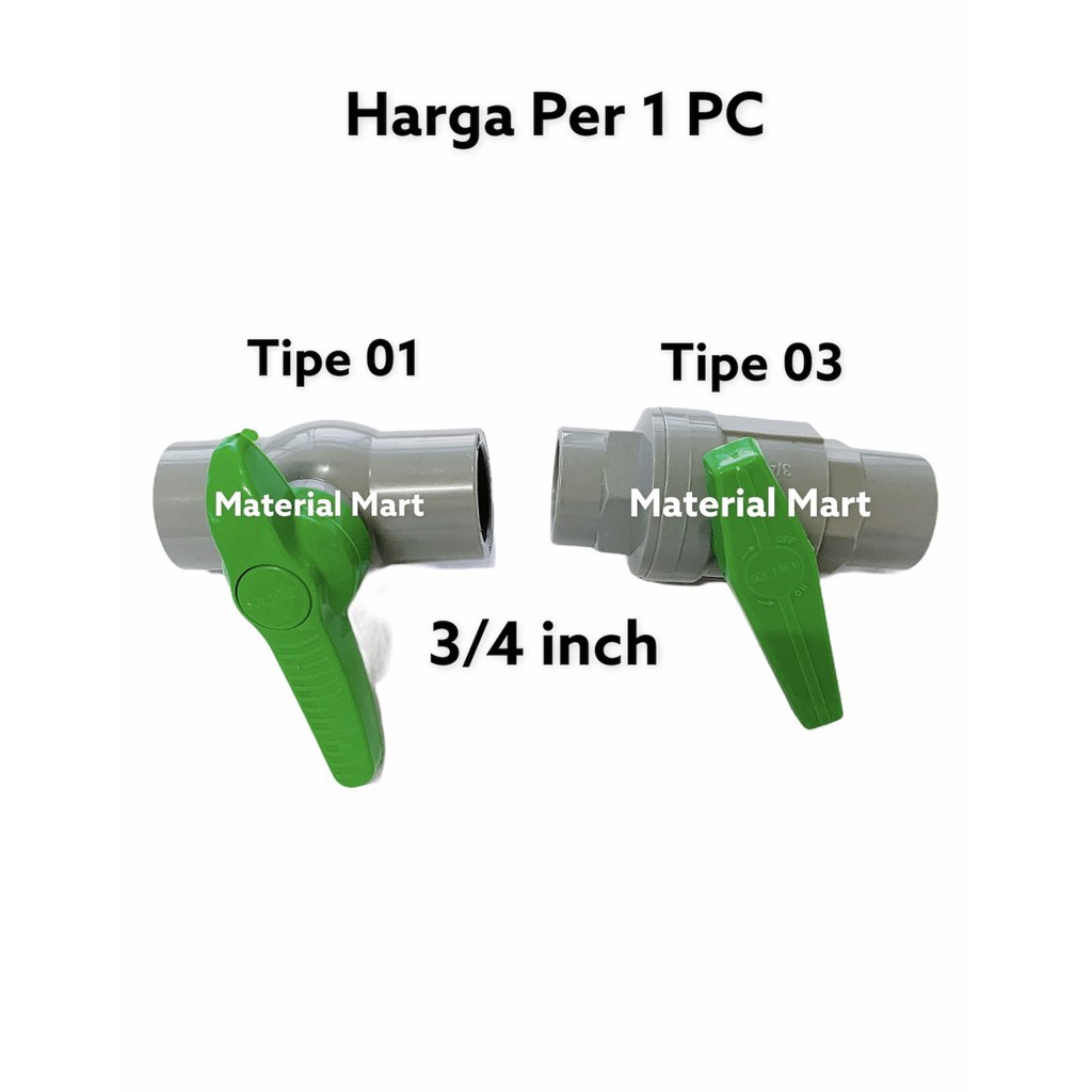Ball Valve 3/4 Inch PVC | Ball Valep | Stop Kran 3/4&quot; | Stop Keran 3/4 | Material Mart