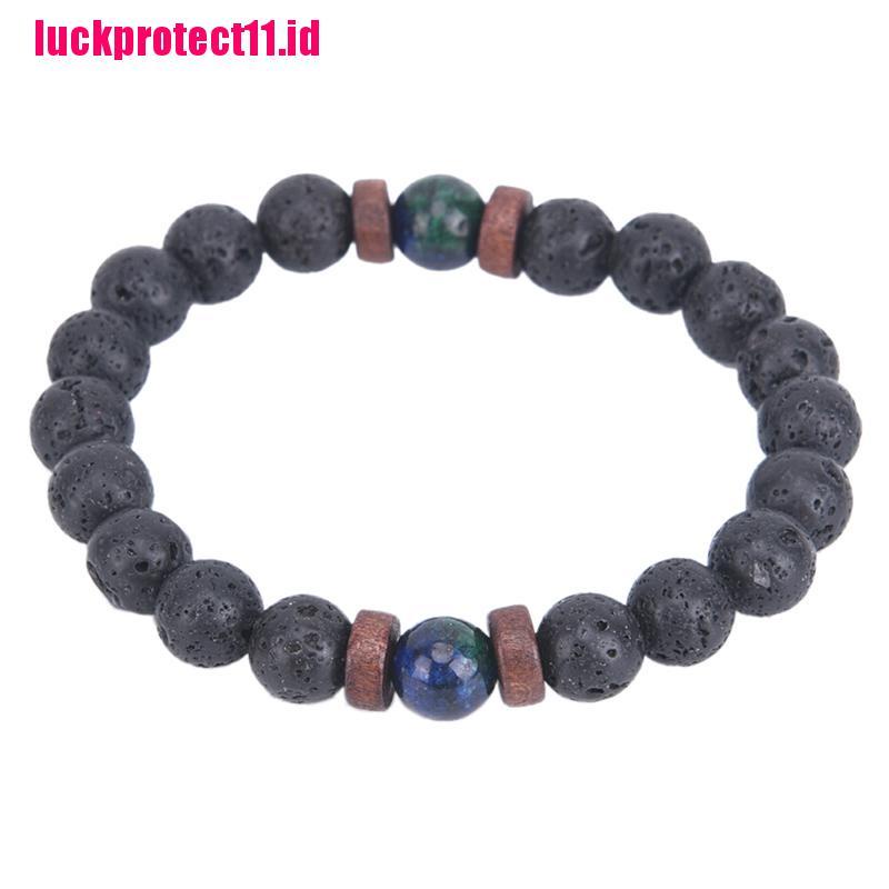 Gelang Manik-Manik Batu Lava Rock Chrysocolla Untuk Pria