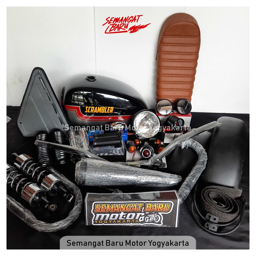 PAKET JAPSTYLE SCRAMBLER SPAREPART JAPSTYLE MEGAPRO MONO SCORPIO THUNDER UNTUK MOTOR KARBU