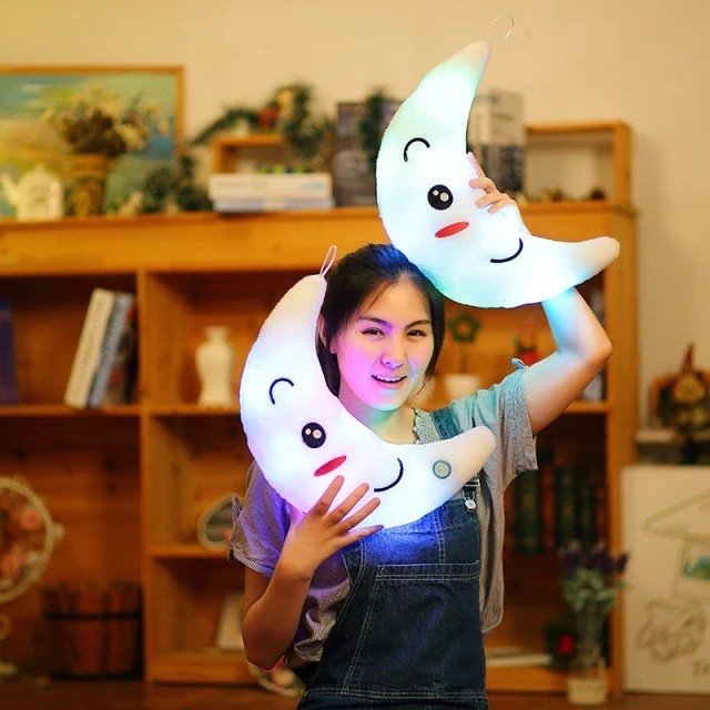 Boneka Bantal Bulan LED Hiasan Kamar Tidur Lucu dan Imut - Buln LED