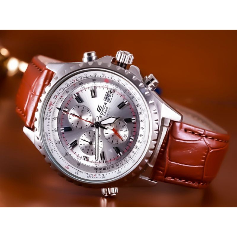 Jam Tangan Pria Merk Casio Edifice Type Efr-527 Leathers Original Bm Free Box Set