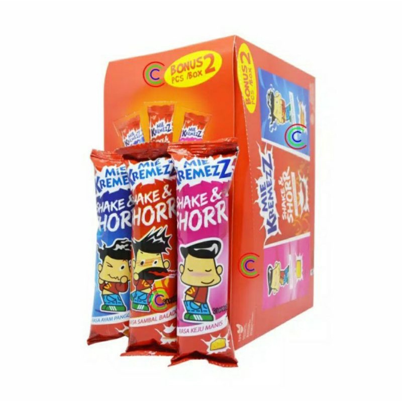 

Mie kremezz shake & shorr satu pak isi 24+2pcs