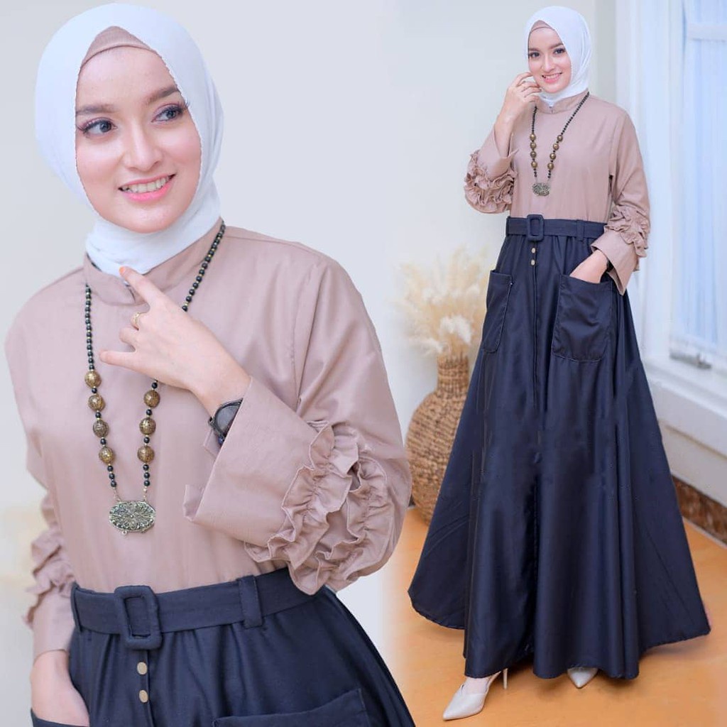 Baju Gamis Wanita Muslim Millan Set Maxy Fashion Perempuan Dewasa Remaja Cewek Putri Ibu Modern Terb