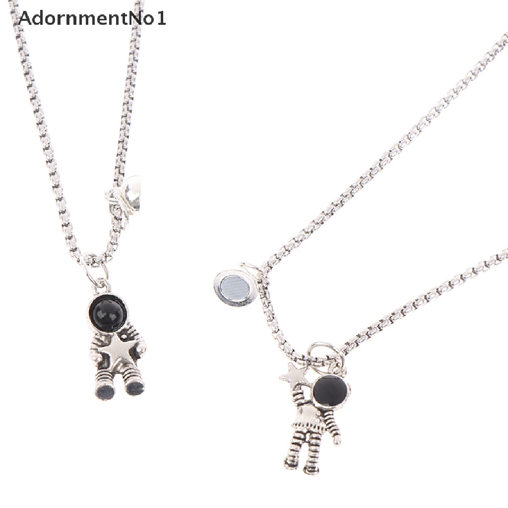 (AdornmentNo1) 2pcs / Set Kalung Rantai Magnet Liontin Astronot / Forever Untuk Pasangan / Pria / Wanita