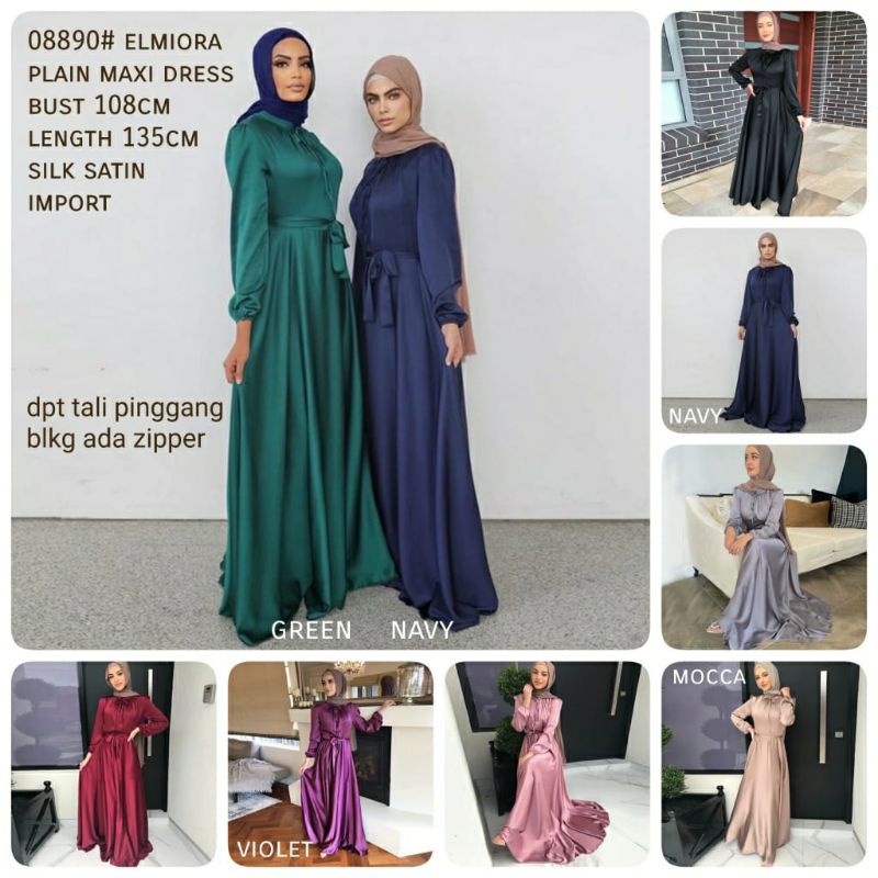 MDLV ~ 08890 Elmiora Plain Maxi Dress Gamis Maxi Dress Maxi Fashion muslim fashion Import