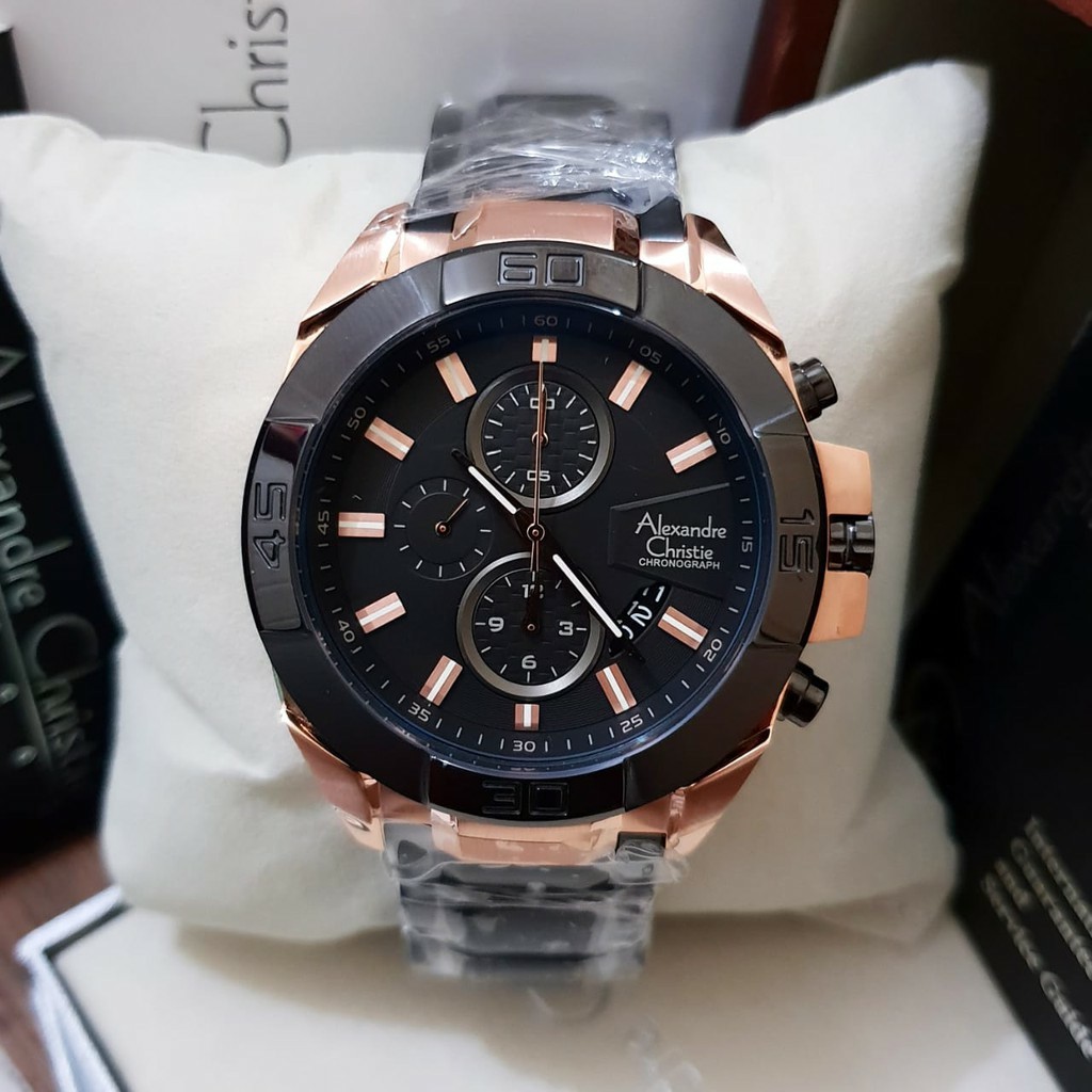 AC  alexandre Christie  AC 6224M  pria  original  stainless steel hitam rose gold