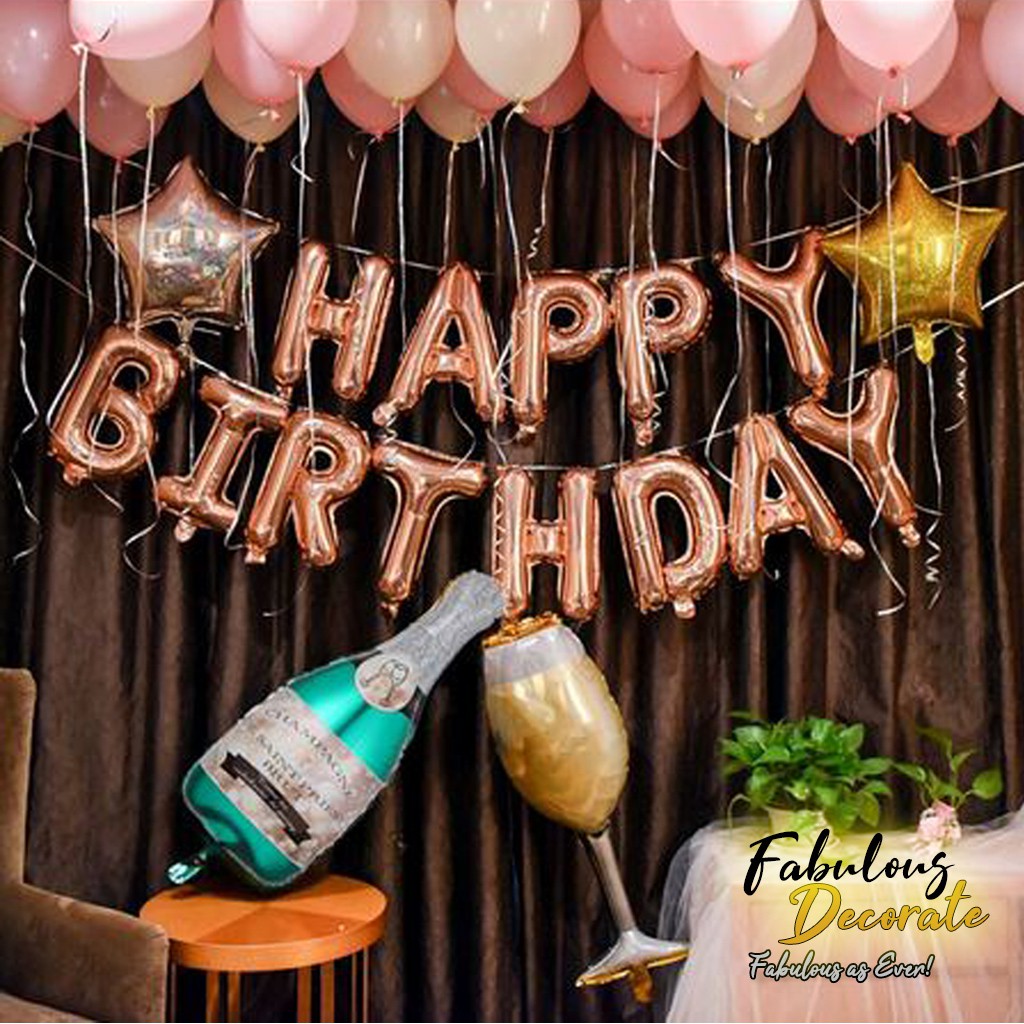 FABULOUS DECORATE - PAKET DEKORASI BALON CHAMPAGNE CHEERS / SET DEKORASI ULTAH ROSE GOLD