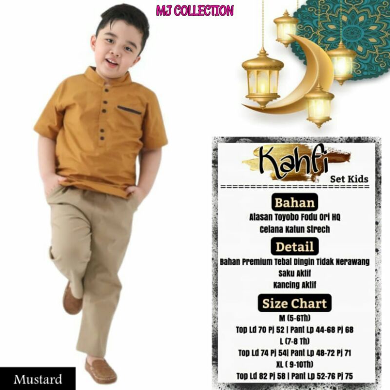 KAHFI SET KOKO ANAK MUSTARD