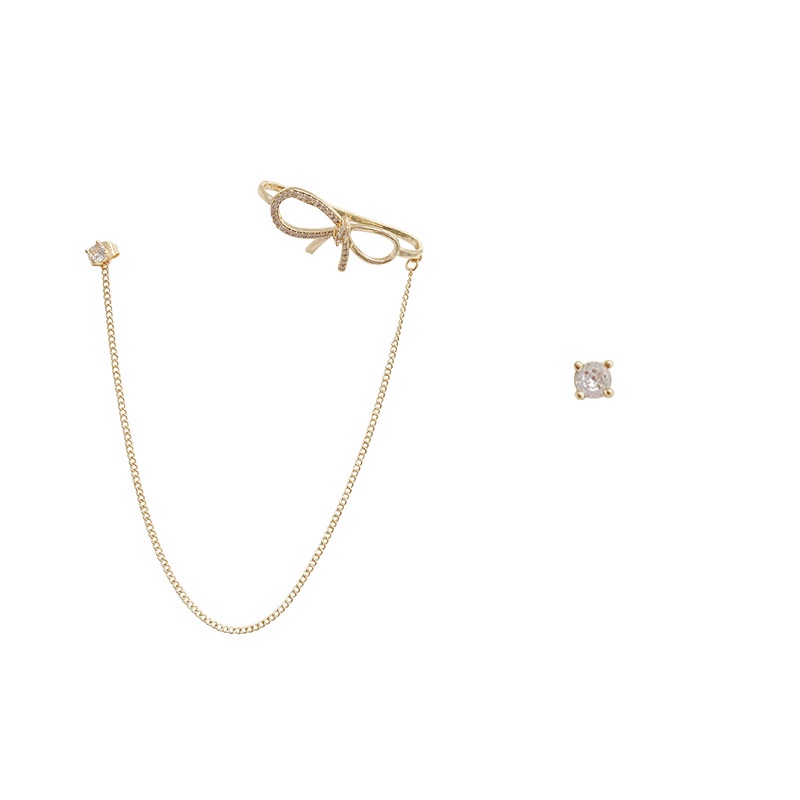 Anting Tusuk Sterling silver 925 Desain Pita Asimetris Hias Zircon Mewah Untuk Wanita